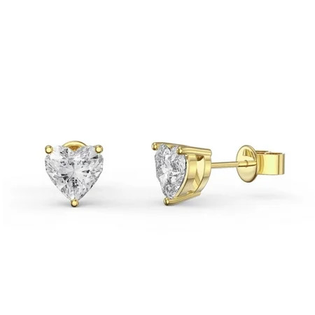 10k Yellow Gold Plated 1 Carat Heart Created White Sapphire Stud Earrings | Walmart (US)