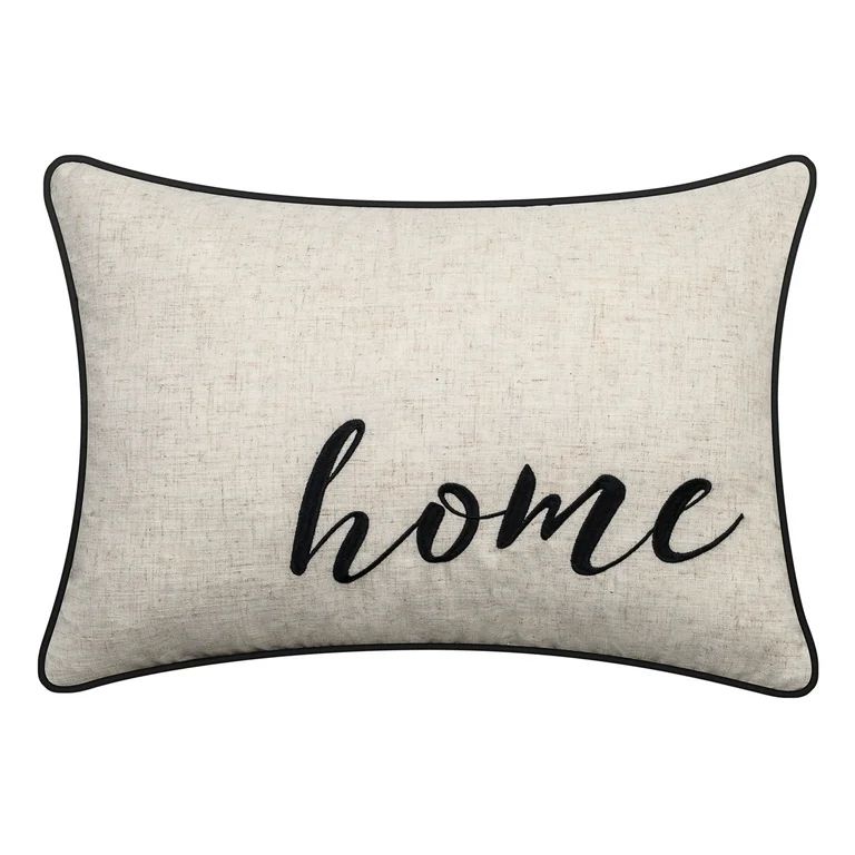 Better Homes & Gardens Feather Filled "Home" Satin Stitch Sentiment Decorative Oblong Throw Pillo... | Walmart (US)