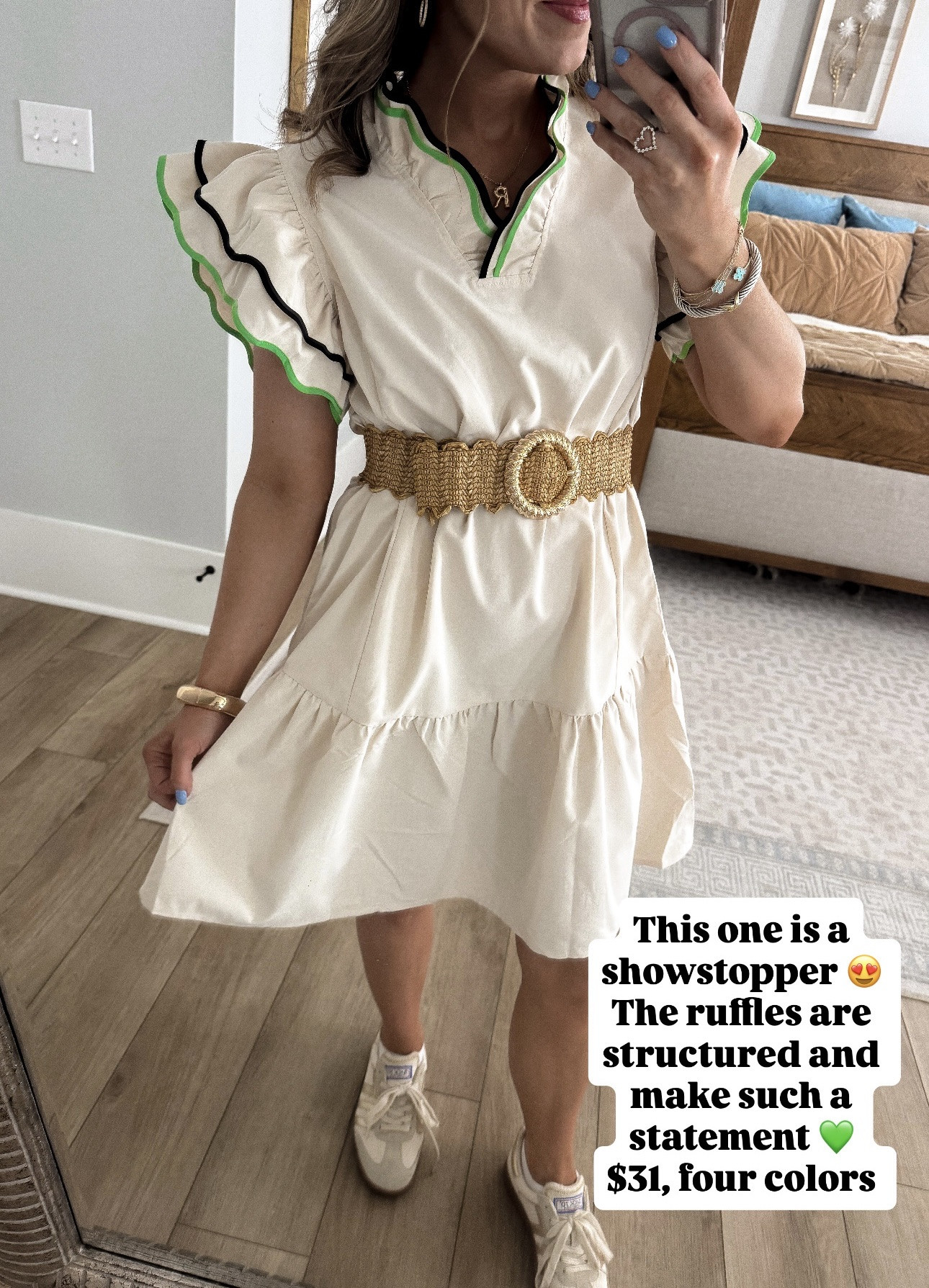 Amazon find that looks straight out of a boutique 😍 This ruffle sleeve dress is such a showstopper and the structured ruffles make it look so high end. I love the neutral color with the contrast trim and the fit is so flattering.

It comes in multiple colors and is only $31 which honestly surprised me because the quality feels way more expensive.

Perfect for spring outfits, vacations, brunch, church, or Easter.



#amazonfashion #amazonfinds #affordablefashion
#springdress #boutiquestyle #lookforless
#amazonoutfit #momstyle #springoutfit
#fashionover30 #fashionover40 #dressseason
#ltkstyle #outfitideas #styleonabudget


#LTKootd #LTKPetite