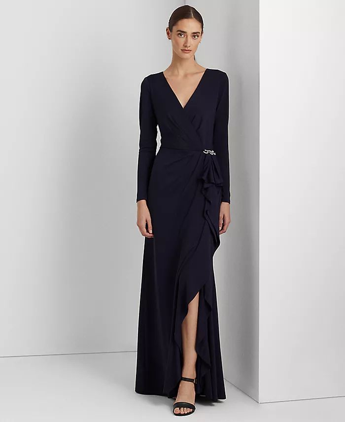 Women's Ruffle-Trim Jersey Gown | Macys (US)