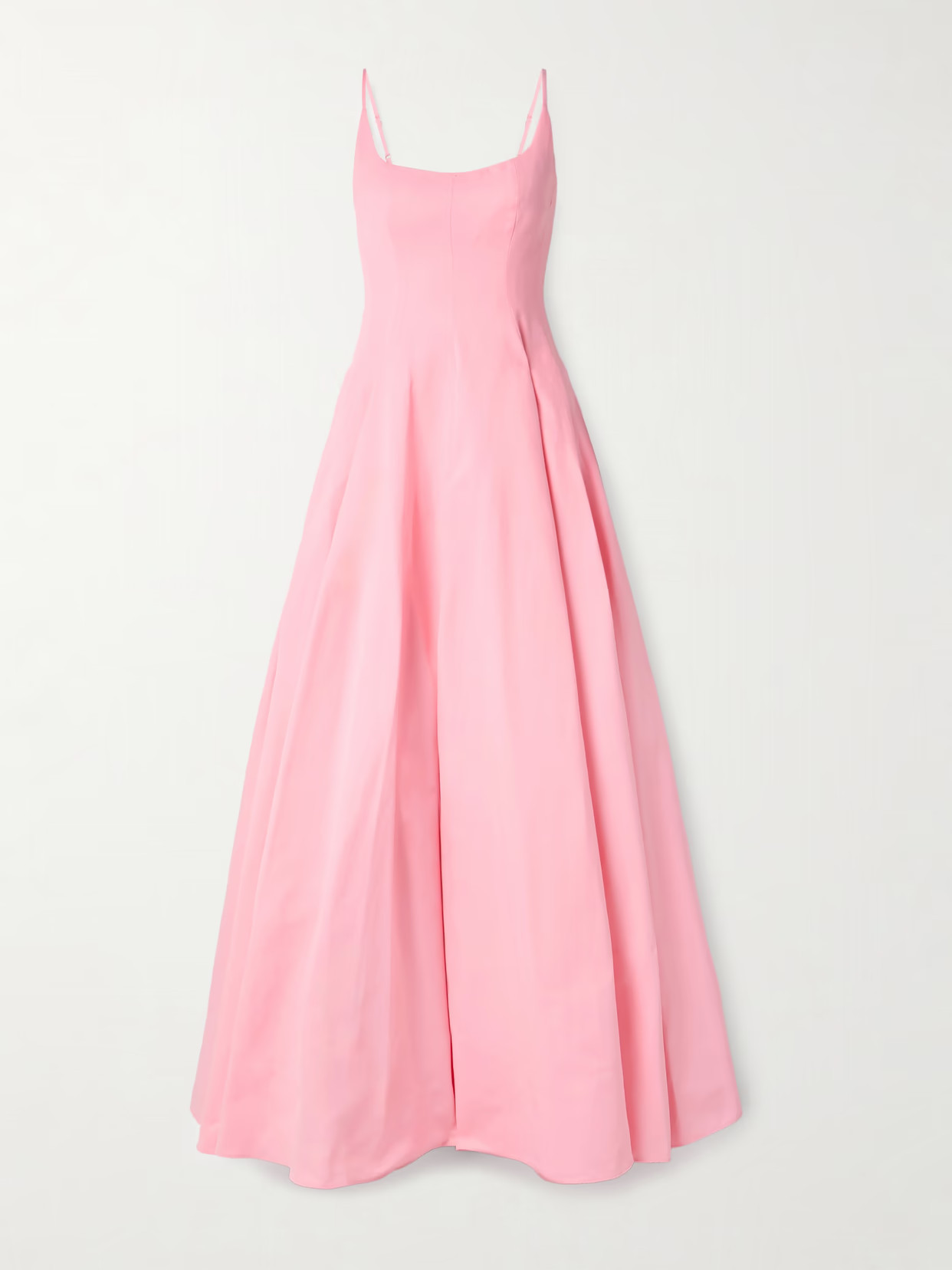 STAUD - Joy Pleated Cotton-blend Faille Maxi Dress - Pink | NET-A-PORTER (US)