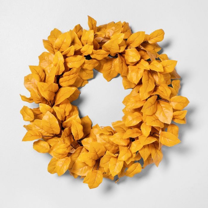 24" Faux Golden Aspen Leaves Wreath - Hearth & Hand™ with Magnolia | Target