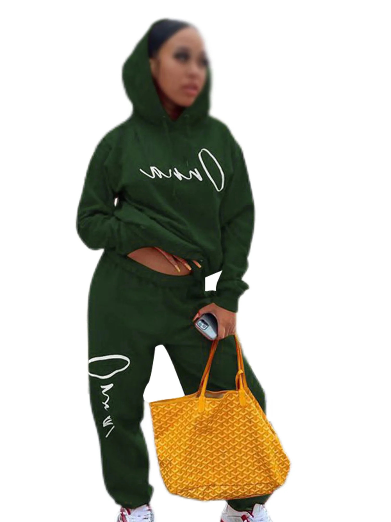 Cindysus Women Casual Sweatsuit Letter Print Playsuit 2 Piece Outfit Sweatshirt and Sweatpants Lo... | Walmart (US)