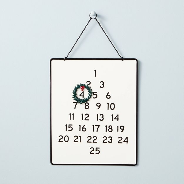 16&#34; Metal Christmas Advent Calendar with Wreath Magnet Cream/Black - Hearth &#38; Hand&#8482;... | Target