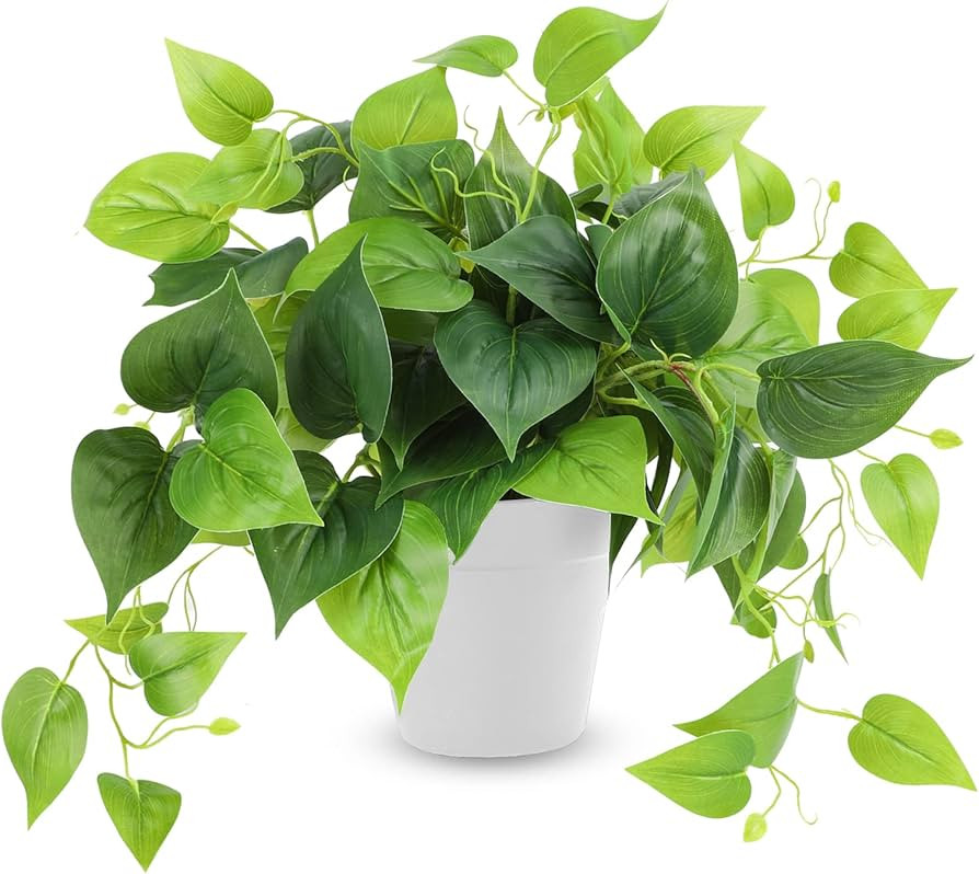 CEWOR Artificial Plants Fake Pothos with Plastic Pot Artificial Potted Plant for Home Office Bedr... | Amazon (US)
