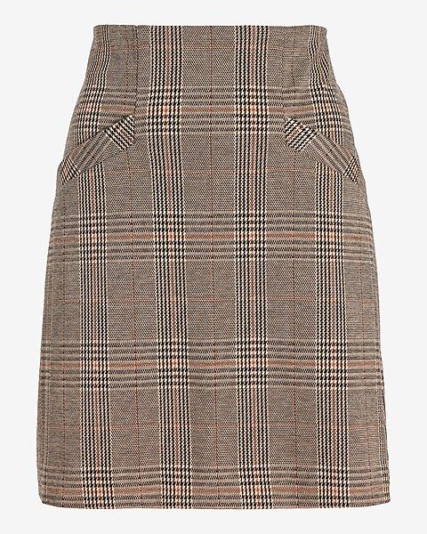 Super High Waisted Plaid Knit Mini Skirt | Express