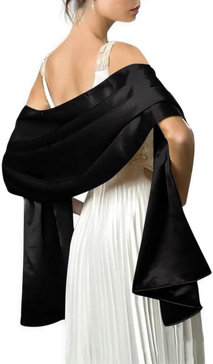 MLMW Shawls and Wraps for Evening Dresses Satin Shawl Wraps for Women Extra Long Wedding Shawls f... | Amazon (US)