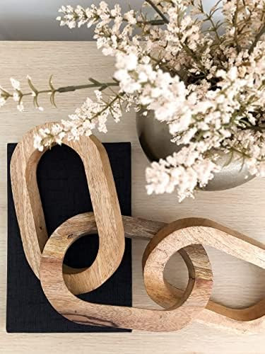 Glimpse & Hollow Oversize Wood Chain Link Decor - Decorative Chain | Wood Home Decor, Natural Woo... | Amazon (US)