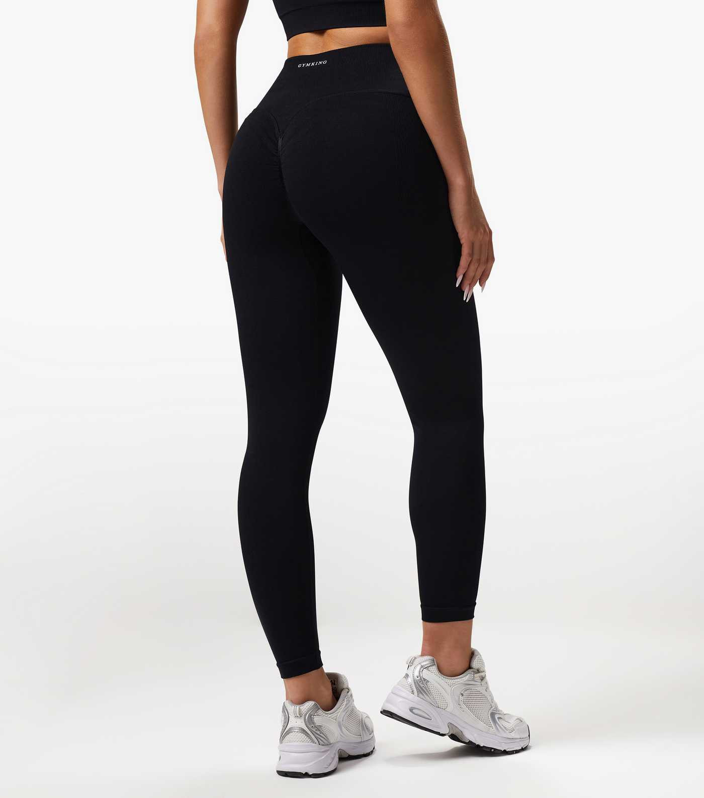Gym King Black GK Sculpt Seamless Scrunch Bum Leggings | New Look | New Look (UK)