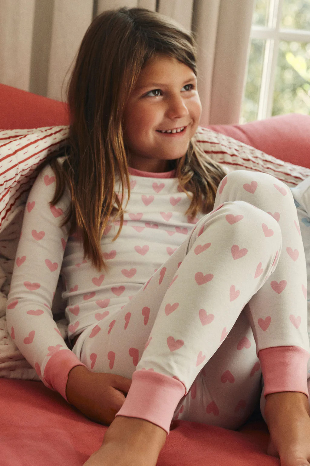 Kids Long-Long Set in Darling Pink Heart | Lake Pajamas