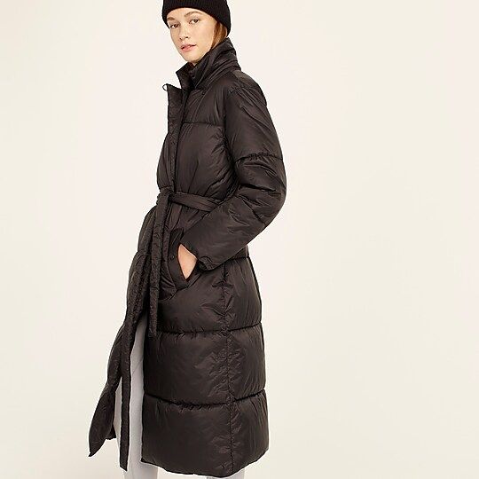 Puffer coat with PrimaLoft, Long Puffer Jacket, Puffer Coat, Long Puffer Coat, Black Puffer Coat | J.Crew US