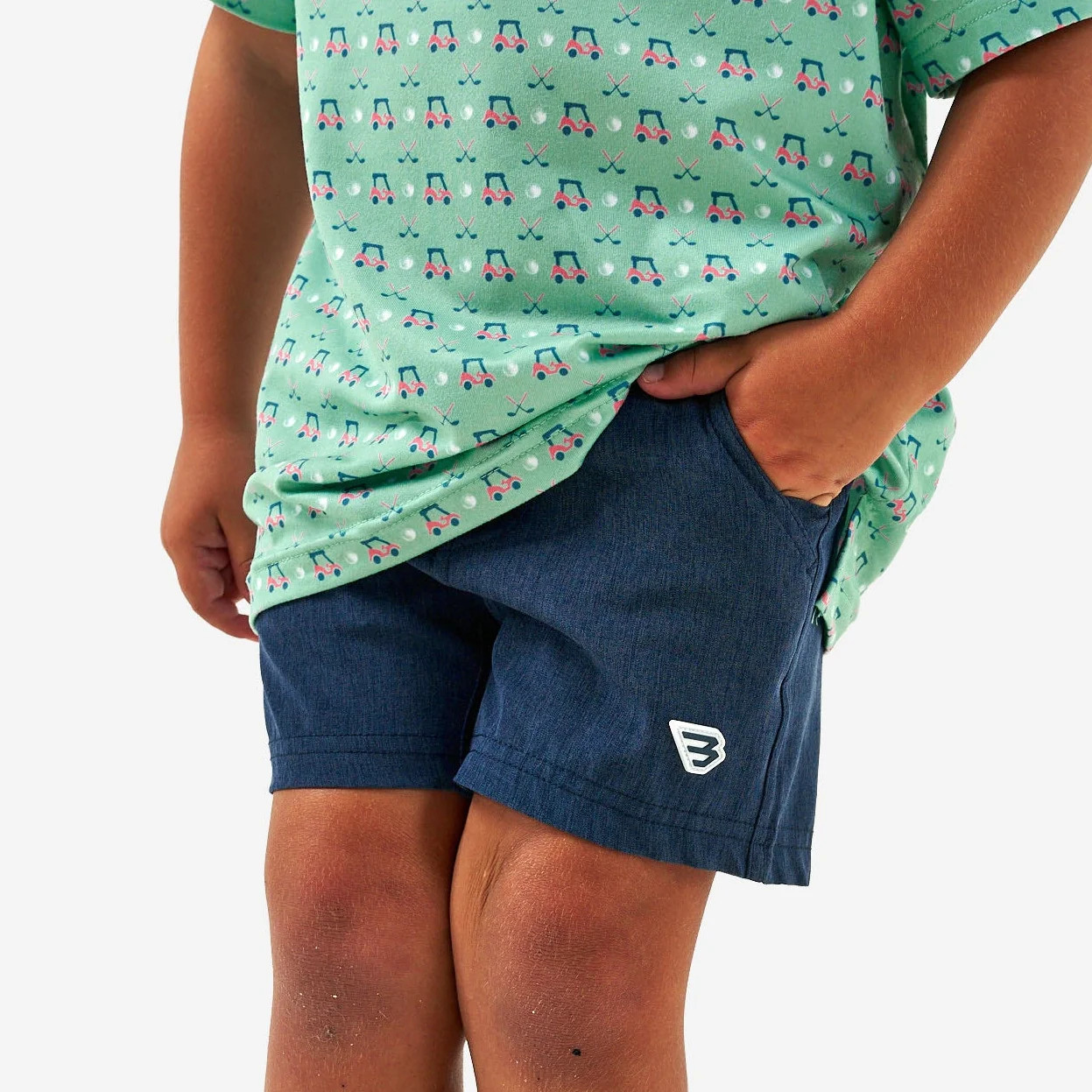 Youth Short | Heather Navy | American Flag Liner | BURLEBO | BURLEBO