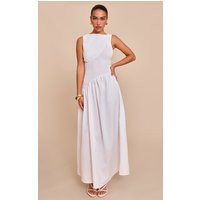 White Shirred Detail Sleeveless Maxi Dress, White | PrettyLittleThing IE