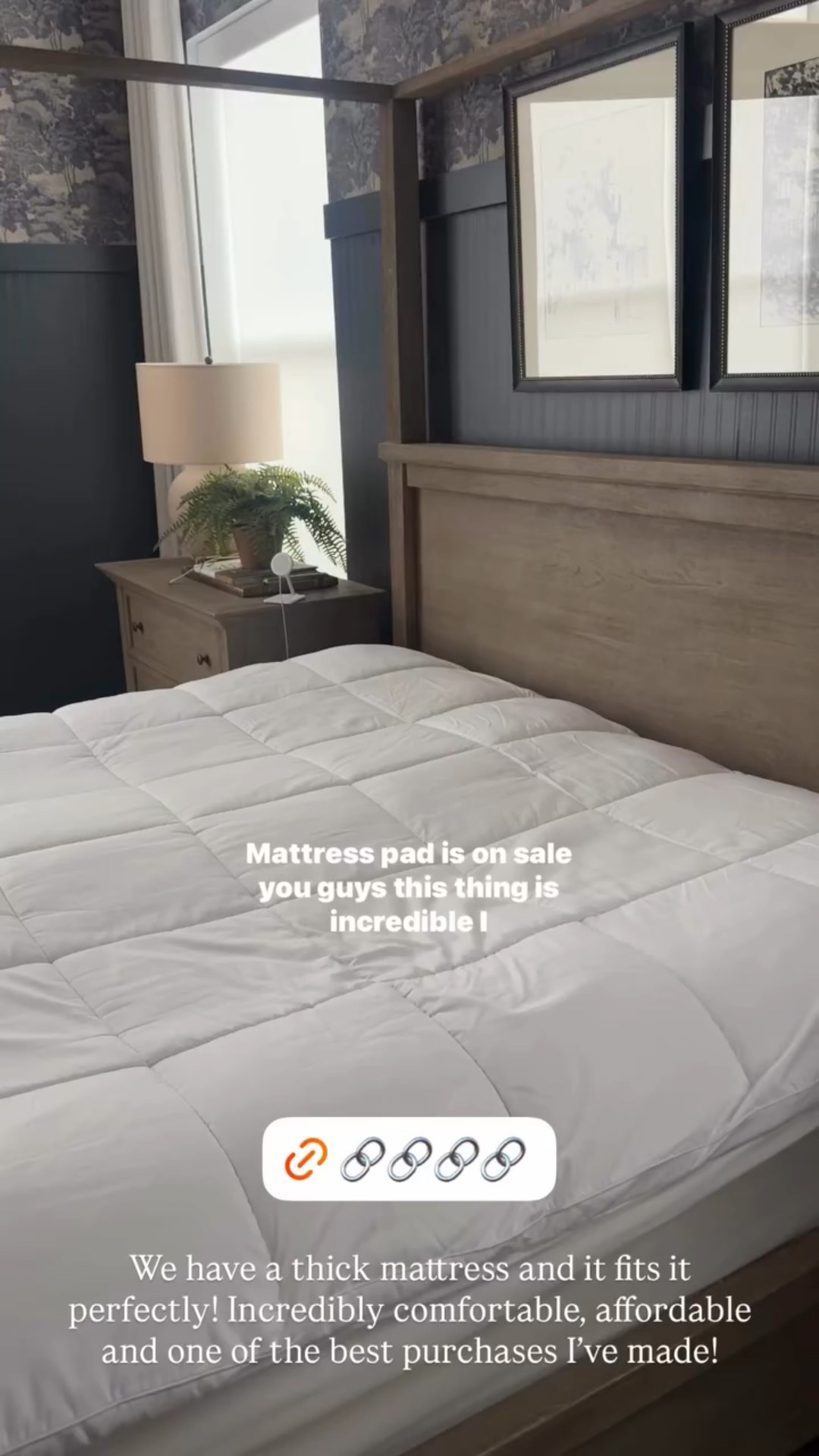 We have a thick mattress and it fits it perfectly! Incredibly comfortable, affordable and one of the best purchases I’ve made!