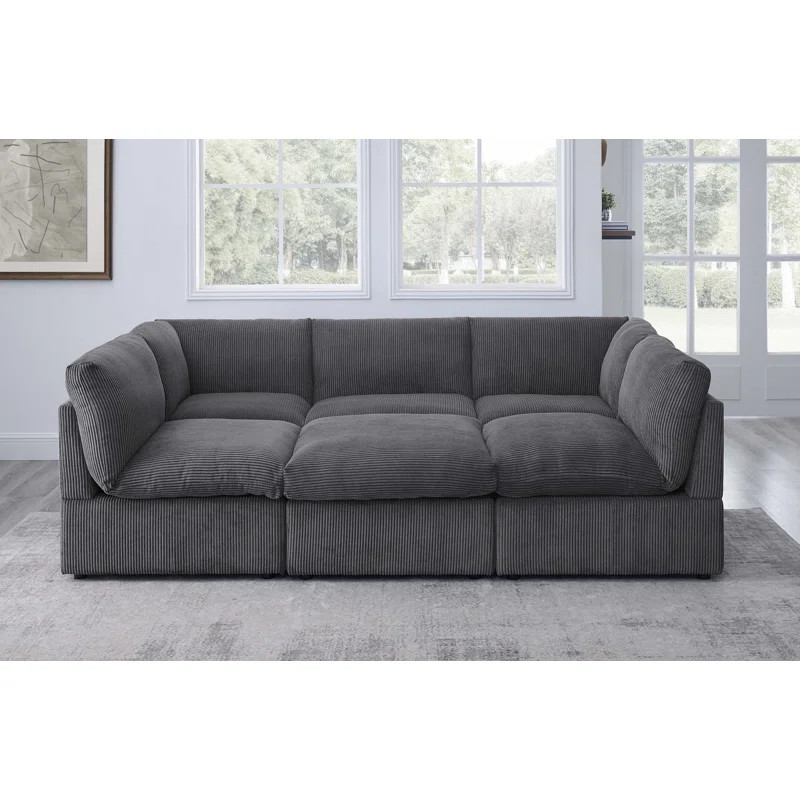 Priyen 6 - Piece Upholstered Sectional | Wayfair North America