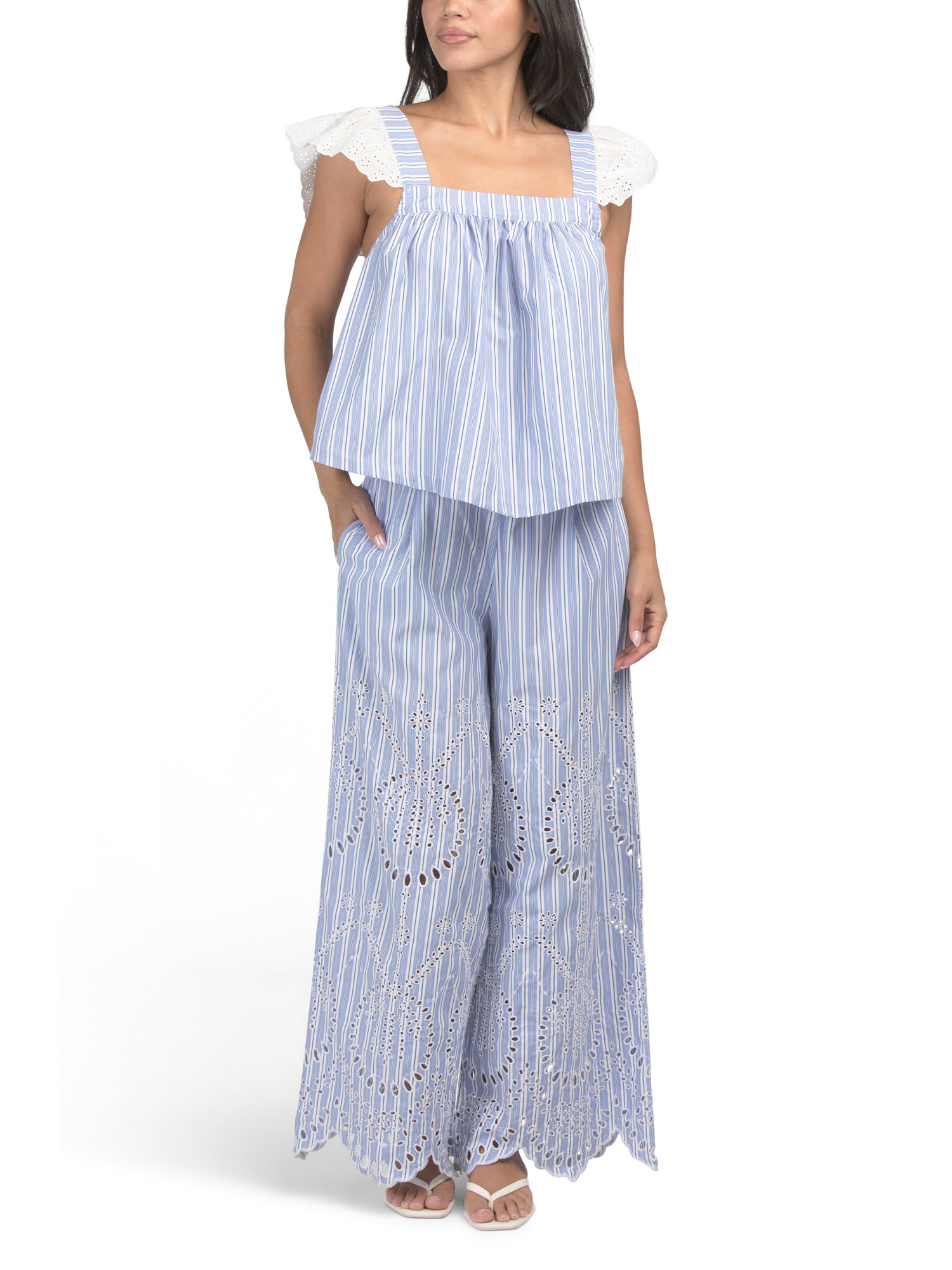 2pc Cotton Blend Hand Embroidered Eyelet Lounge Set | Clothing | Marshalls | Marshalls