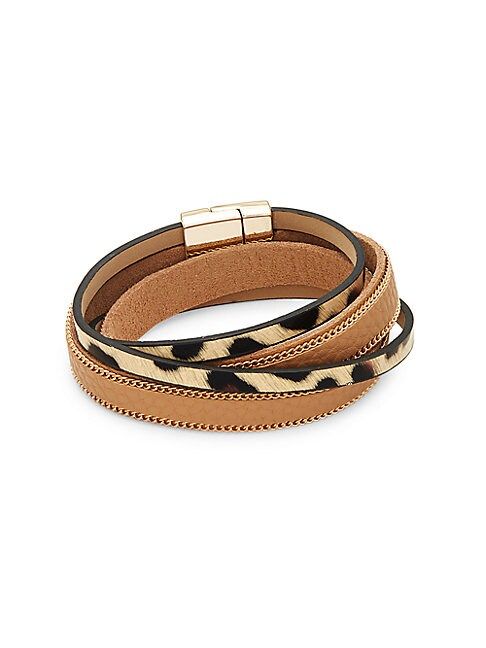 Rose Goldtone, Leather & Suede Wrap Bracelet | Saks Fifth Avenue OFF 5TH