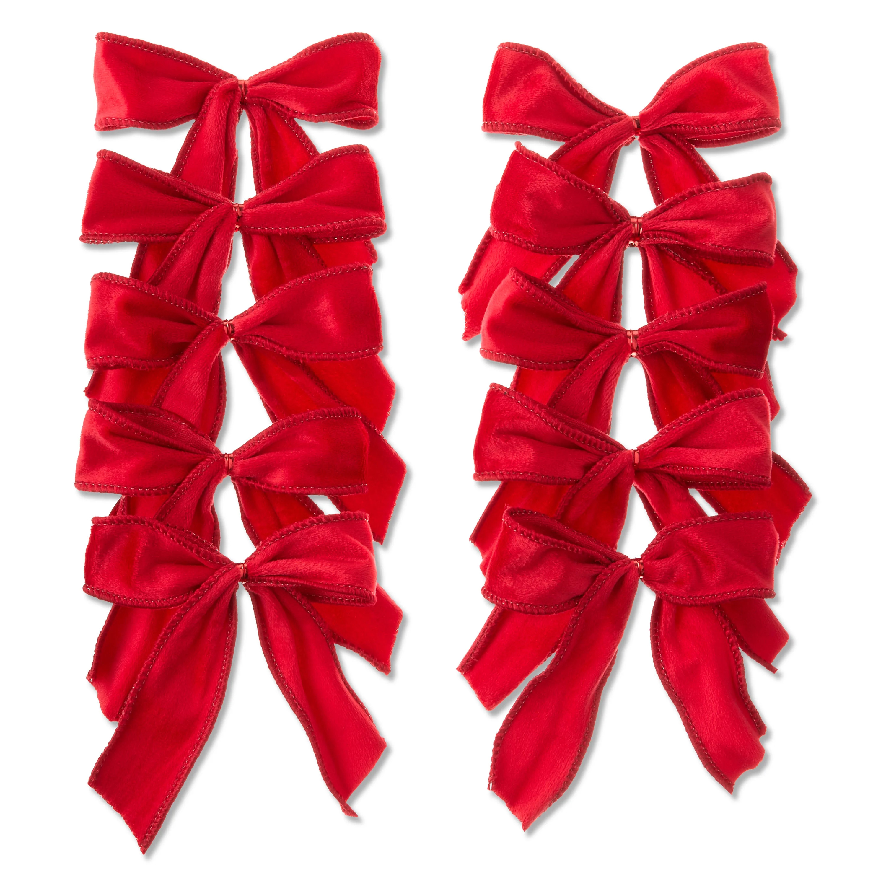 Red Velvet Decorative Christmas Bows, 10 Count, by Holiday Time | Walmart (US)