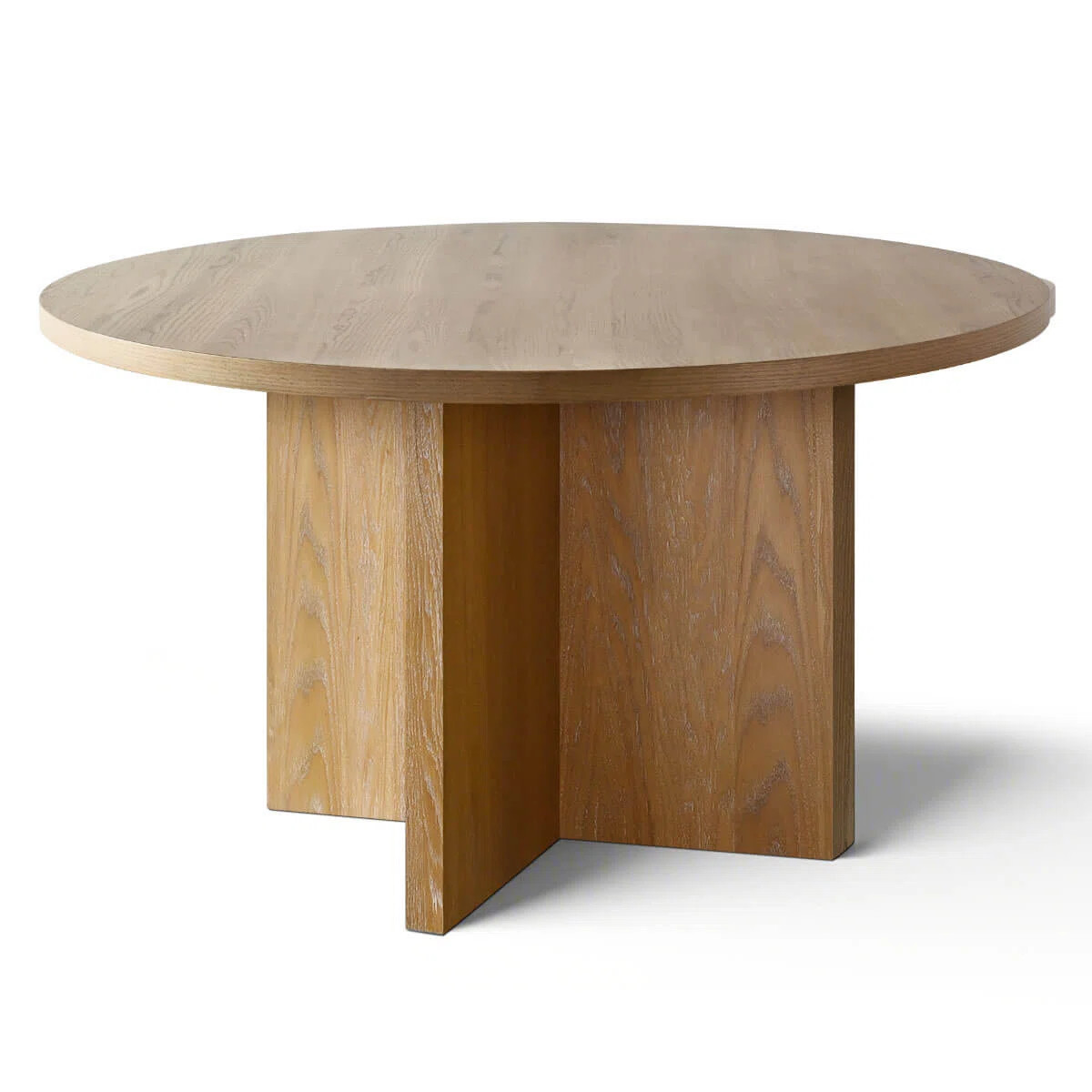 52 Inch White Oak Veneer Round Pedestal Dining Table | Wayfair North America