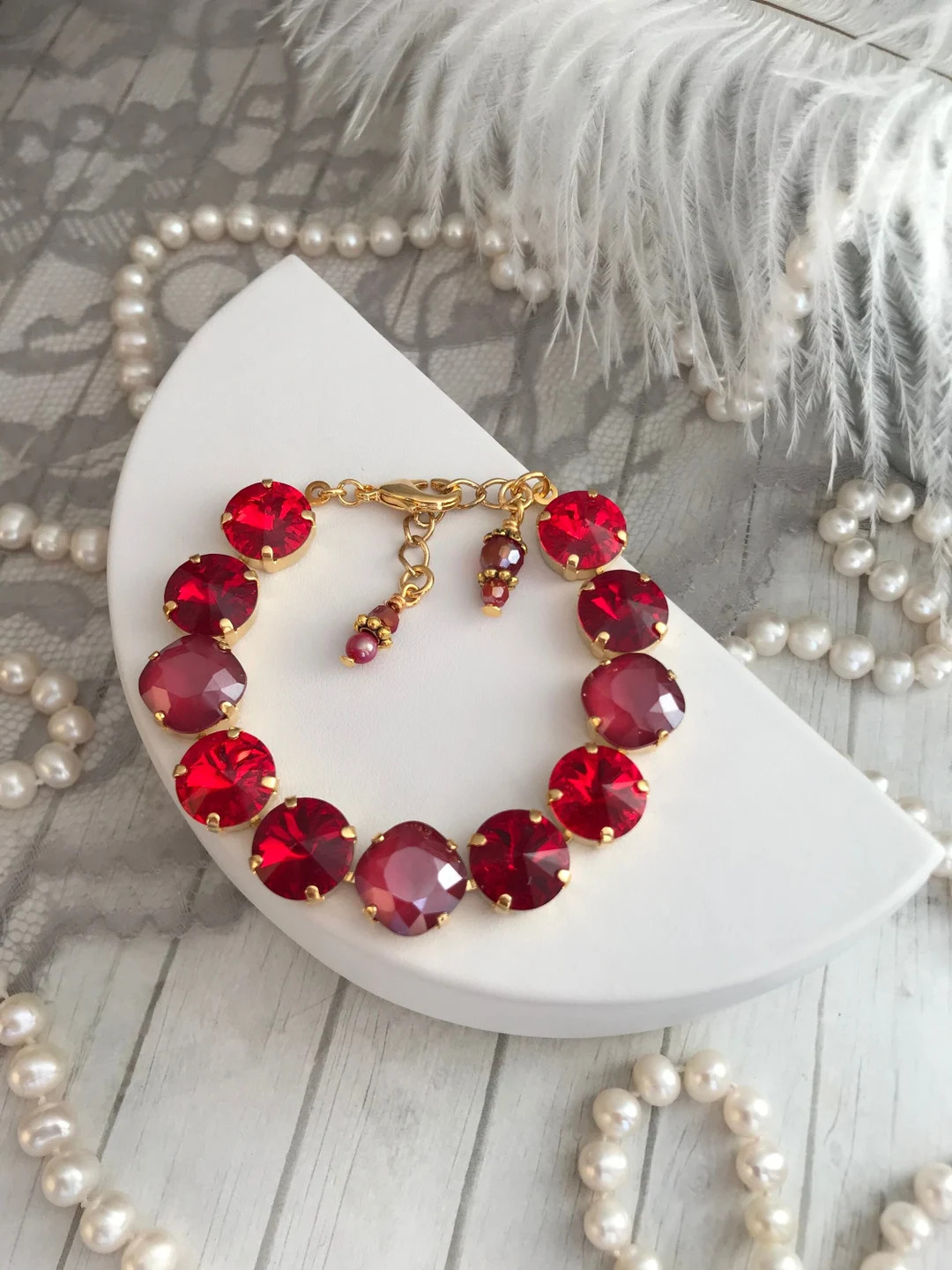 CHERRY MERLOT Siam, Red, Merlot Crystal Tennis Bracelet, Deep Red Bright Red Candy Apple Red, Sol... | Etsy (US)