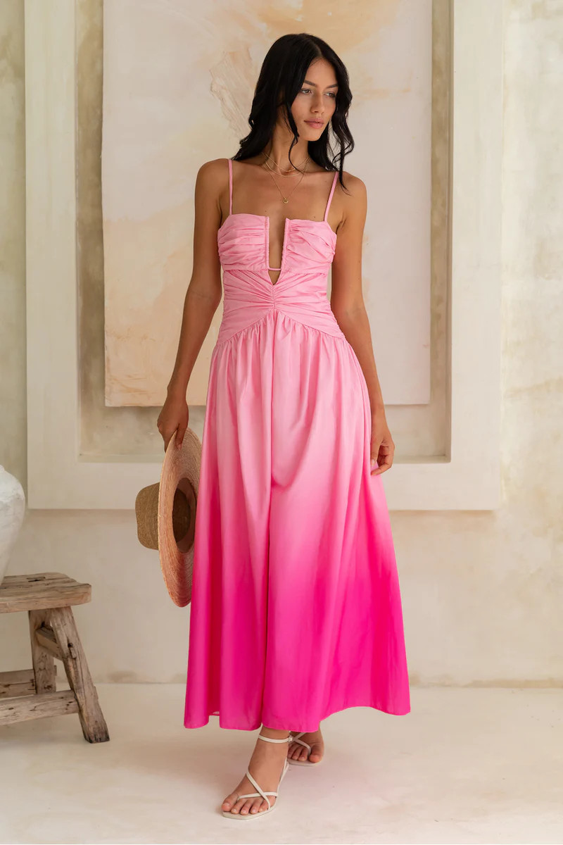 Caramel Latte Maxi Dress Pink | Fortunate One