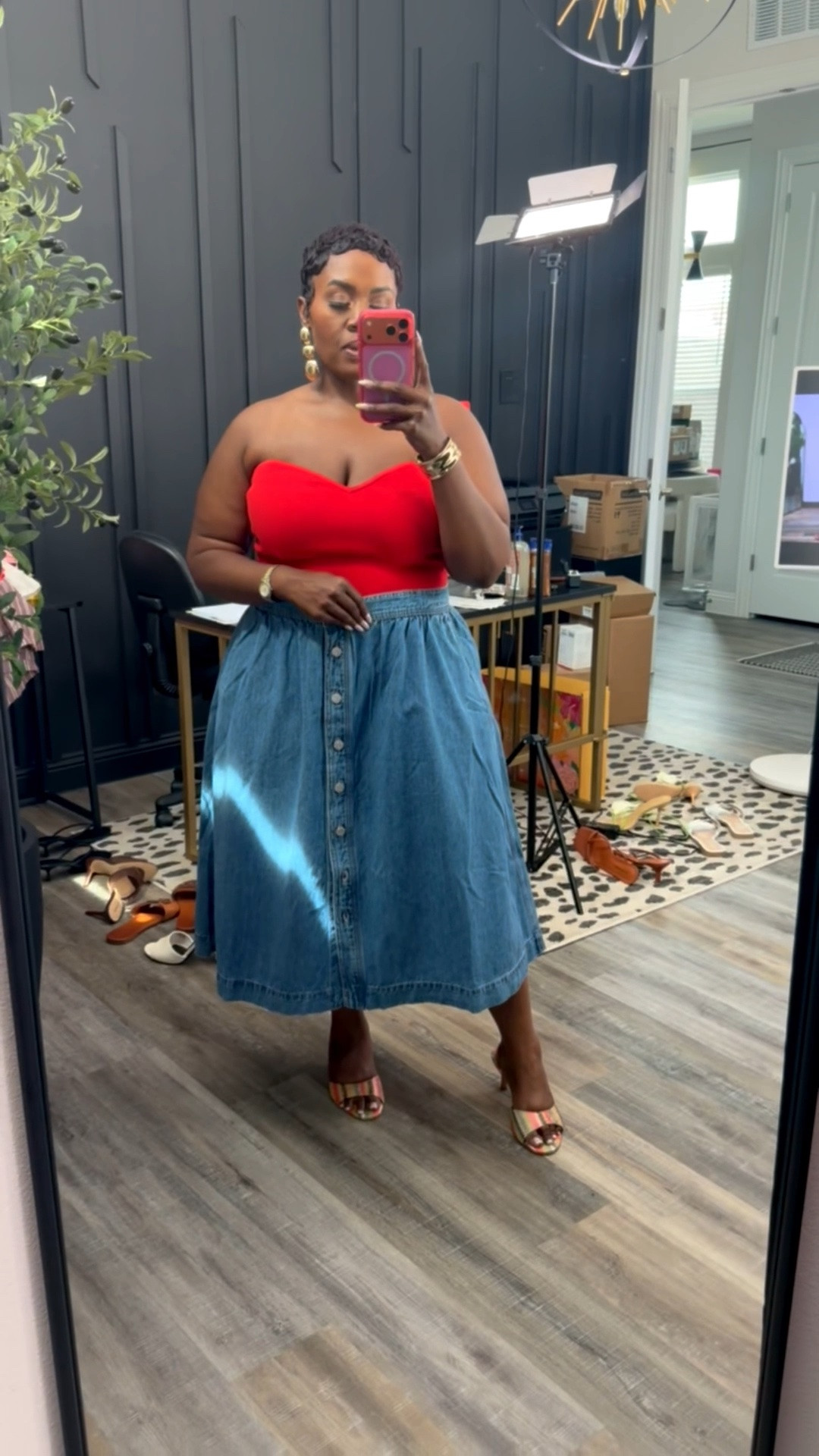 A-line denim skirt style