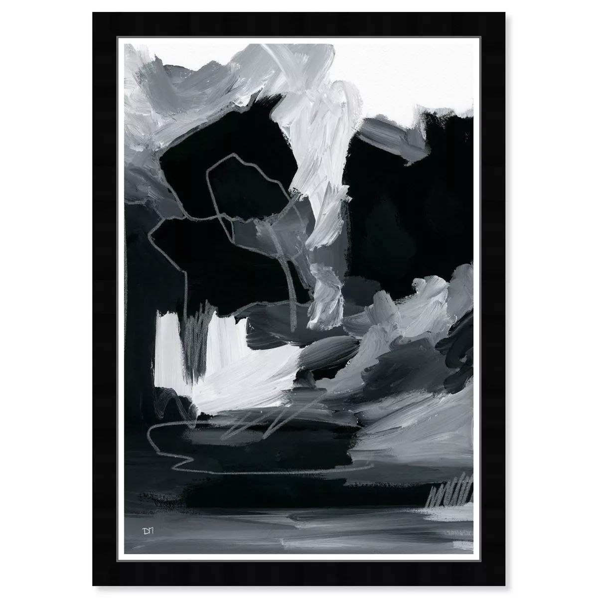13" x 19" Manchas Abstract Framed Wall Art Black - Hatcher and Ethan | Target