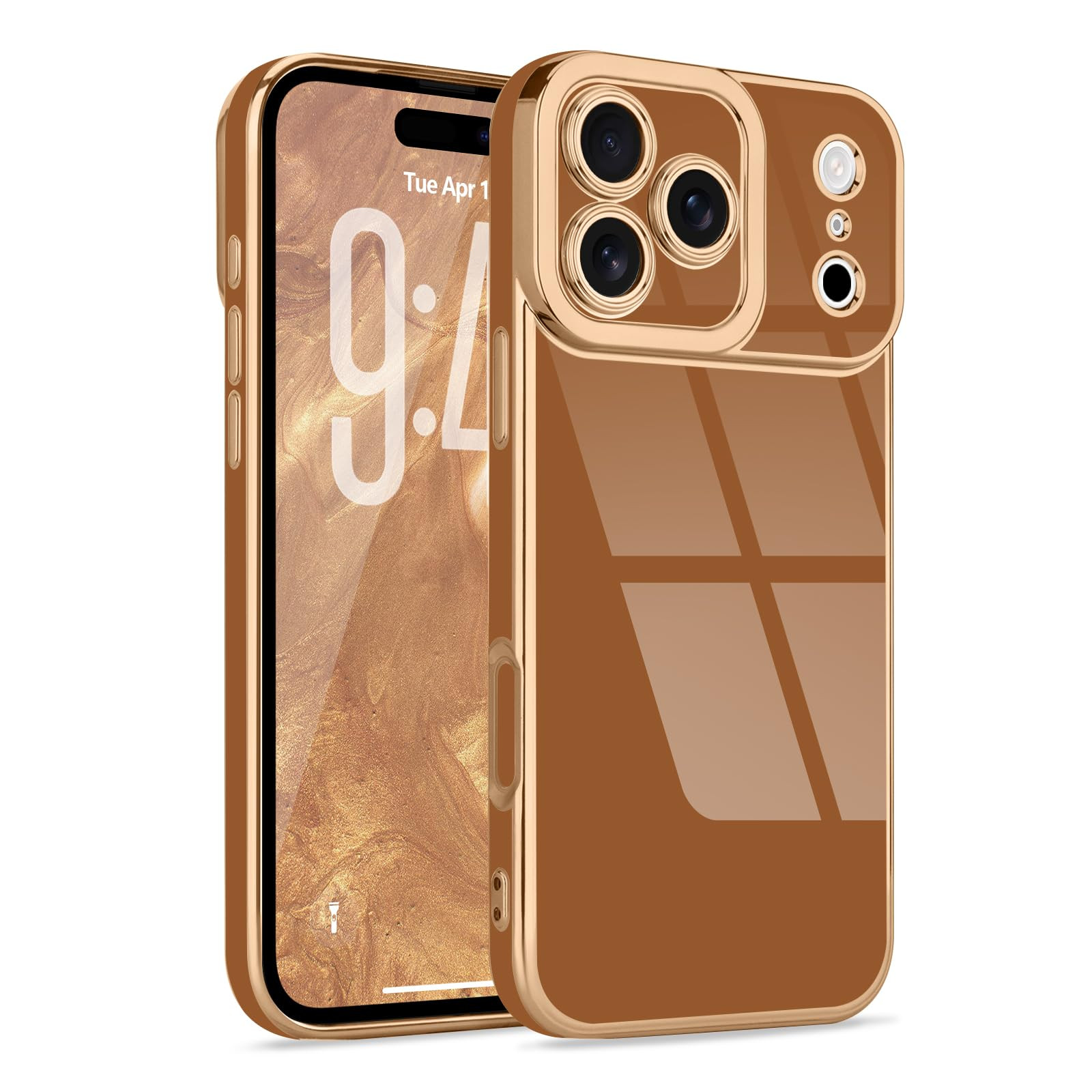 Lafunda Designed for iPhone 17 Pro Case Cute, Luxury Plating Case for Women Girls Elegant Gold Ed... | Amazon (US)