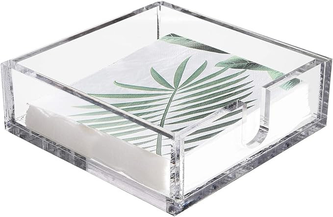 Foraineam Acrylic Guest Towel Napkin Holder Square Luncheon Tissue Holders Clear Bathroom Paper H... | Amazon (US)