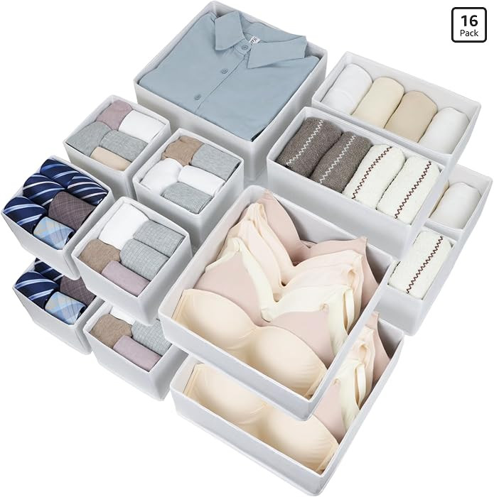 Fordonral 16 Pack Drawer Organizer Clothes, Foldable Fabric Dresser Organizer Closet Organizers a... | Amazon (US)