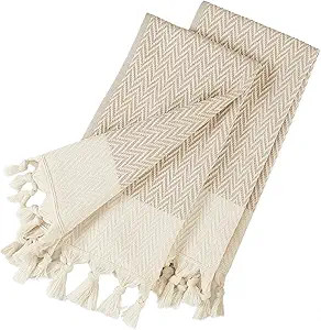 sea me at home Kitchen Hand Towels with Boho Design, Set of 2, Dish Towels for Kitchen, 100% Cott... | Amazon (US)