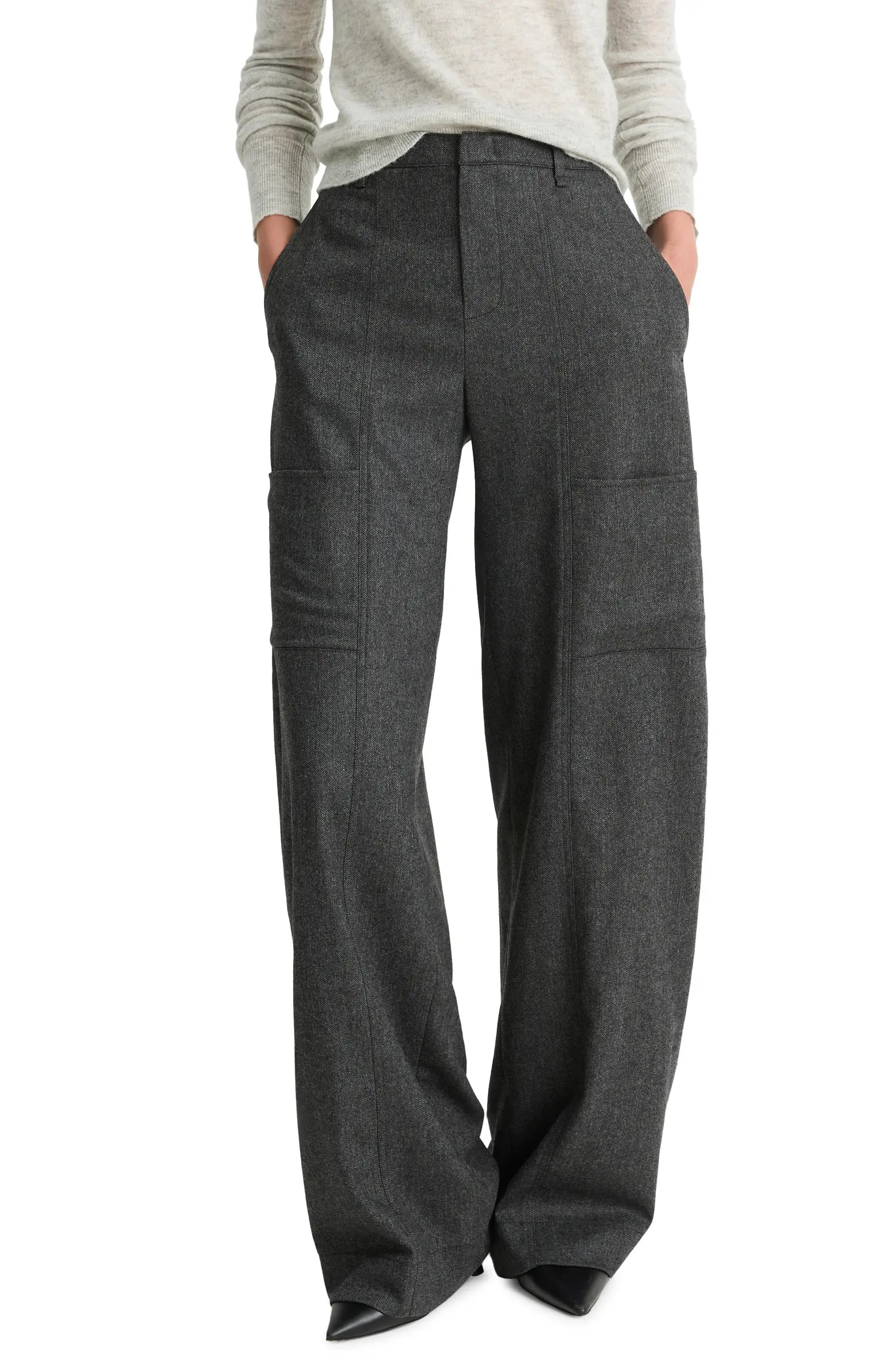 Vince Herringbone Wide Leg Trousers | Nordstrom | Nordstrom
