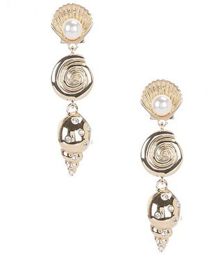 x Shea Leigh Mills Mermaid Shell Statement Linear Earrings | Dillard's