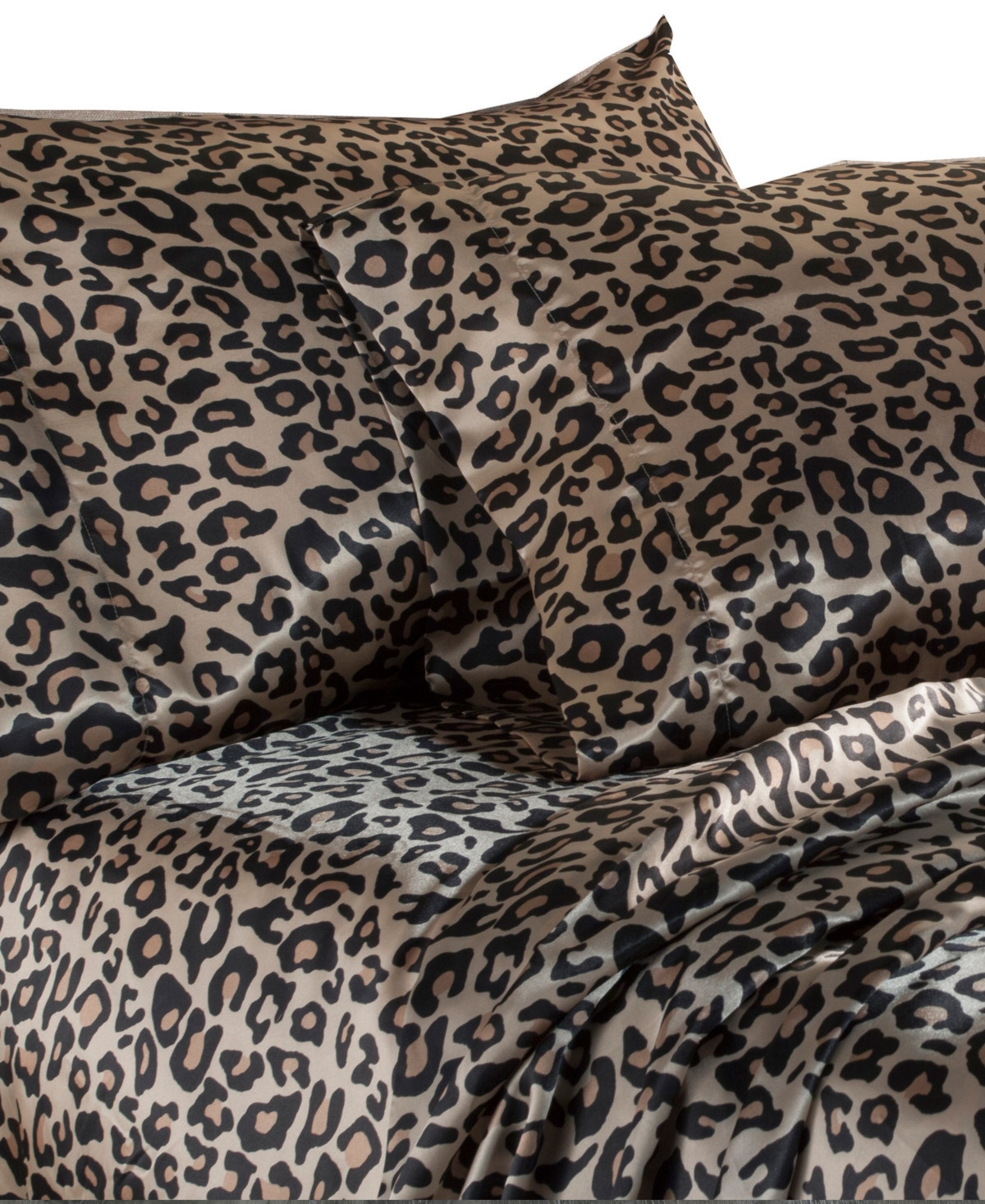 Beatrice Home Fashions Luxurious Leopard Satin 3-Pc. Sheet Set, Twin - Leopard | Macy's