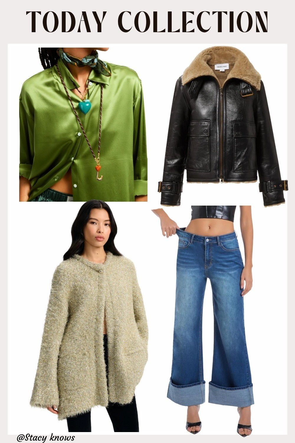 I've pulled together my fave pieces for a perfect look! Featuring those adorable mini puffy heart charms, the must-have high-waisted baggy jeans, a chic leather teddy-lined jacket, and the statement gold oversized collarless jacket. Everything linked on my LTK!#LTKunder50 #TodaysLook #PuffyHeart #HeartJewelry #BaggyJeans #LooseDenim #LeatherJacket #TeddyLined #GoldJacket #OversizedJacket #TrendyStyle #OutfitInspo

#LTKHoliday #LTKootd #LTKstorytime