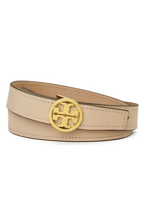 Tory Burch Miller Reversible Leather Belt in New Cream /Gold at Nordstrom, Size Large | Nordstrom
