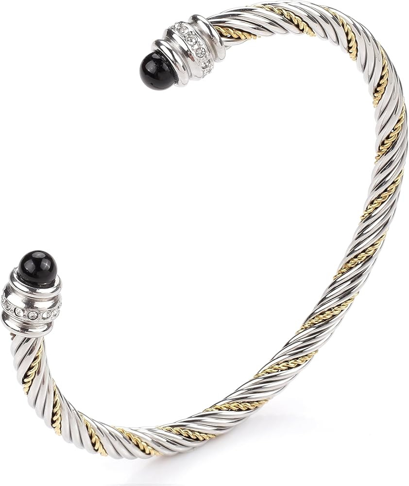 Nashya Bracelets for Women Cable bracelet Cuff Bangle Jewelry Twisted Silver Adjustable Designer ... | Amazon (US)