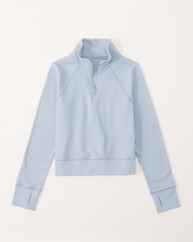 girls cropped active cozy quarter-zip sweatshirt | girls active | Abercrombie.com | Abercrombie & Fitch (US)