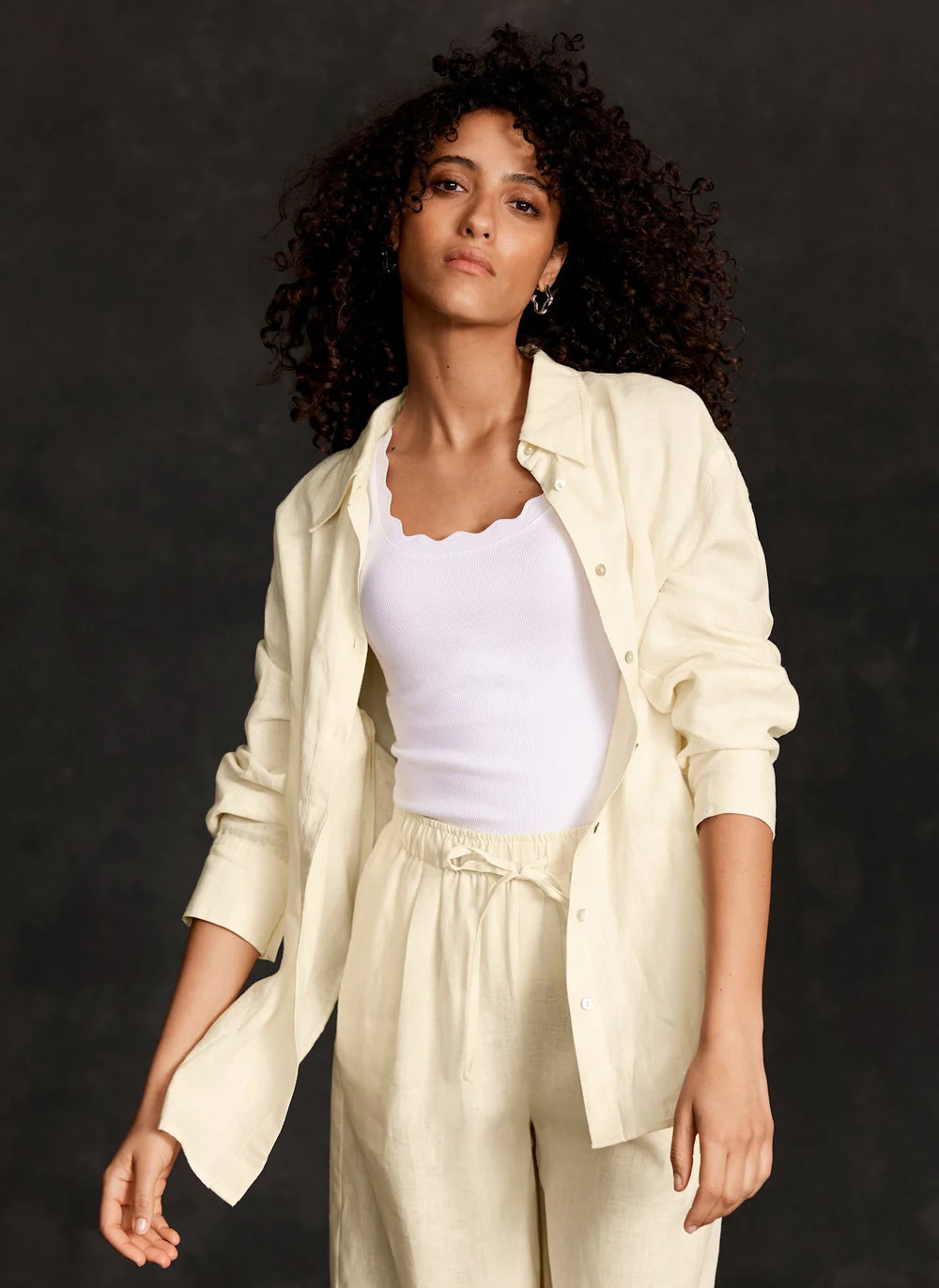 Yellow Linen Long Sleeve Shirt | Mint Velvet