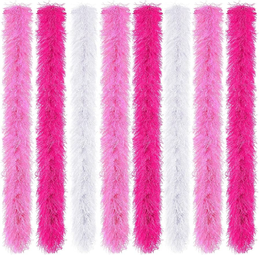 Jexine 8 Pcs Feather Boas Set Artificial Fluffy Boas Decoration for Women Costume Dress Girl's Te... | Amazon (US)