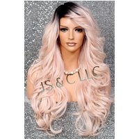 Absolutely Stunning Human Hair Blend Pink With Dark Roots Goddess Full Wig Big Loose Beachy Waves & Full Bangs Layers Of Hair To Play With | Etsy (US)
