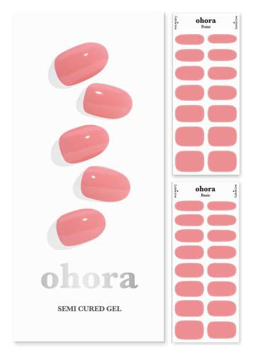 ohora Semi Cured Gel Nail Strips (N Cream Glow) - Pink, Solid, Works with Any UV/LED Lamps, Salon-Quality, Long Lasting, Easy to Apply & Remove - Includes 2 Prep Pads, Nail File & Wooden Stick | Amazon (US)