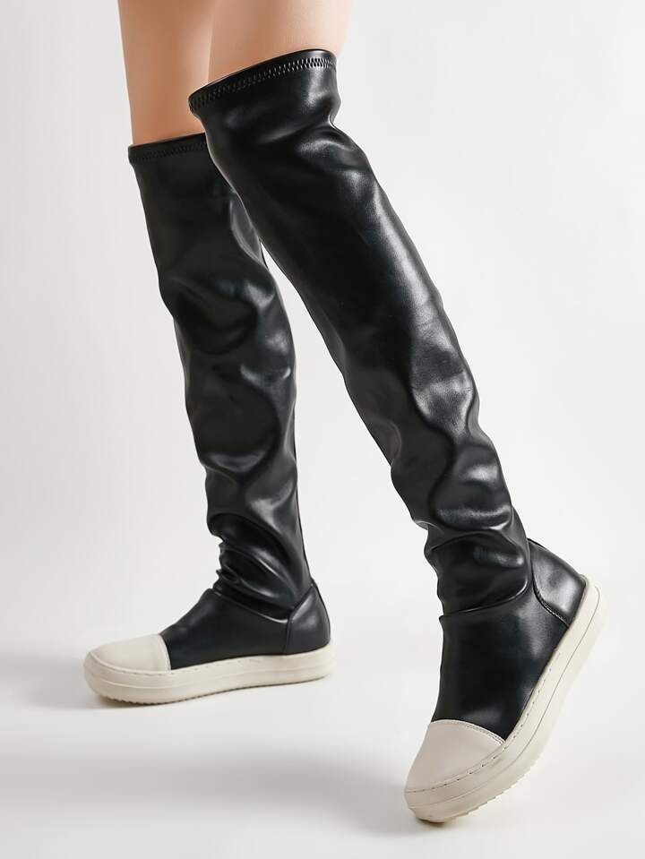 Waterproof Platform Thick Bottom Elastic Over Knee Boots, Casual Sports Thigh High Boots | SHEIN