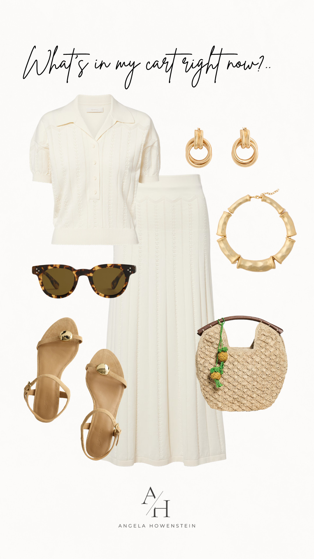 Neutral Outfit Idea | Chic Matching Knit Set + Summer Accessories. 

 #LTKootd #LTKSeasonal #LTKOver40