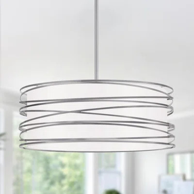 19.7" Brushed Nickel 5-Light Drum Chandelier, Rustic Farmhouse Industrial Pendant Light For Dining Room, Kitchen Island, Bedroom, Hallway, Dimmable & | Wayfair North America