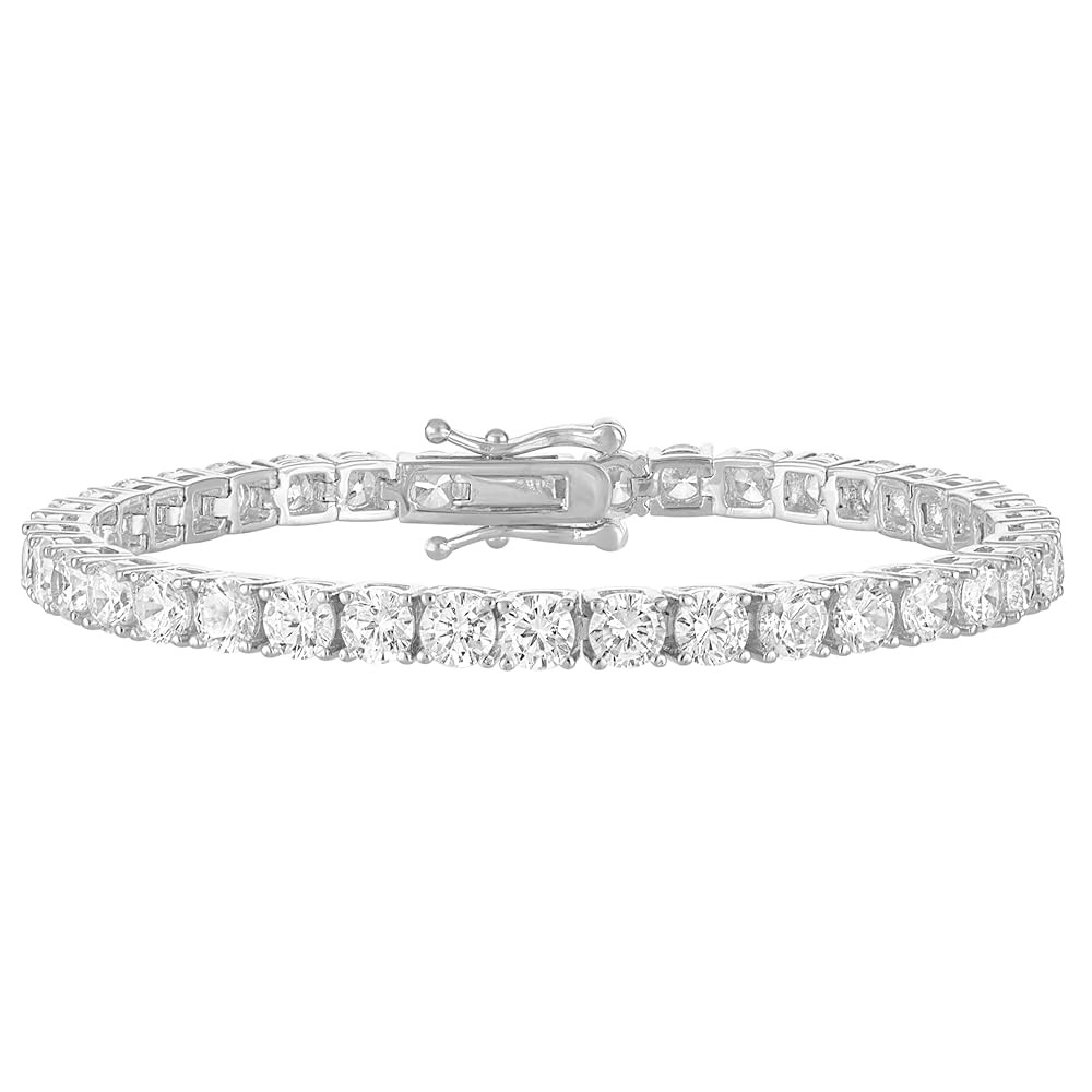 KISPER Tennis Bracelet for Women - 24K White Gold or Gold Plated Round Cut AAAAA CZ, 3mm/4mm Widt... | Amazon (US)