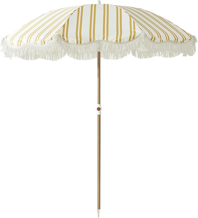 6FT Stripe Fringe Beach Umbrella for Sand with Sand Anchor, UPF 50+ Sun Shade with Tassels, Adjus... | Amazon (US)