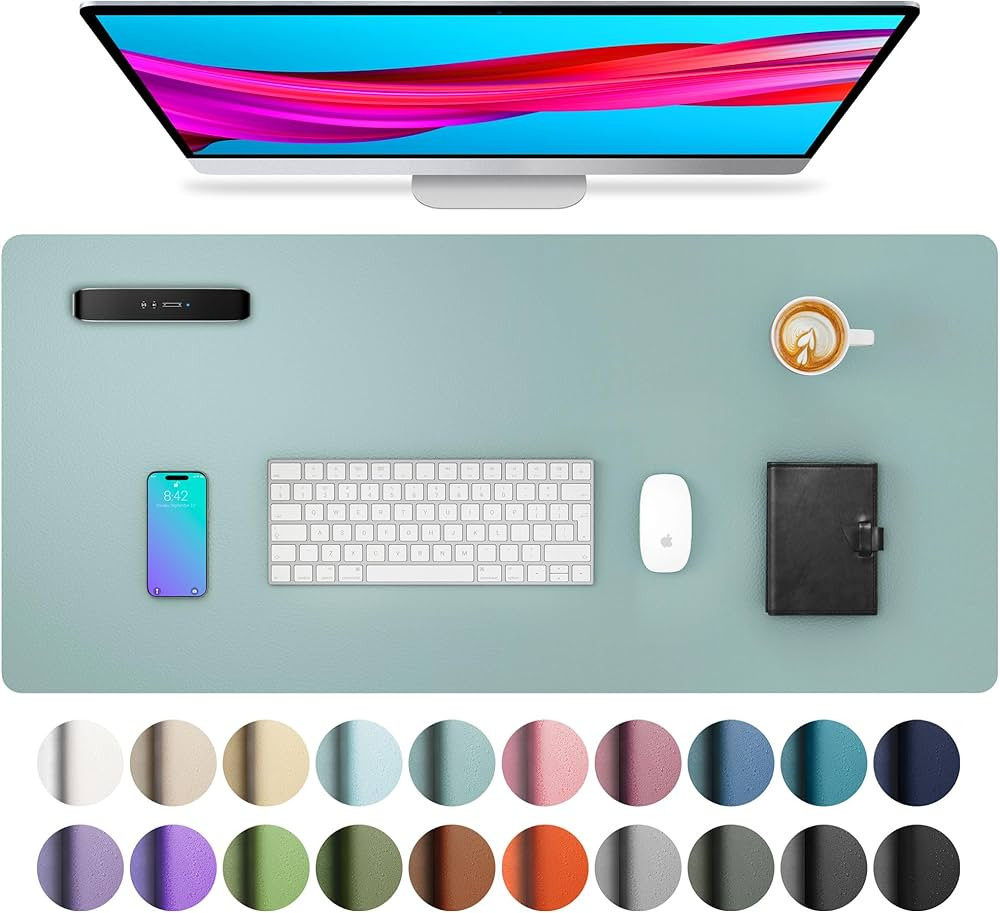 Aothia Leather Desk Pad Protector, Mouse Pad, Office Desk Mat, Non-Slip PU Leather Desk Blotter, ... | Amazon (US)