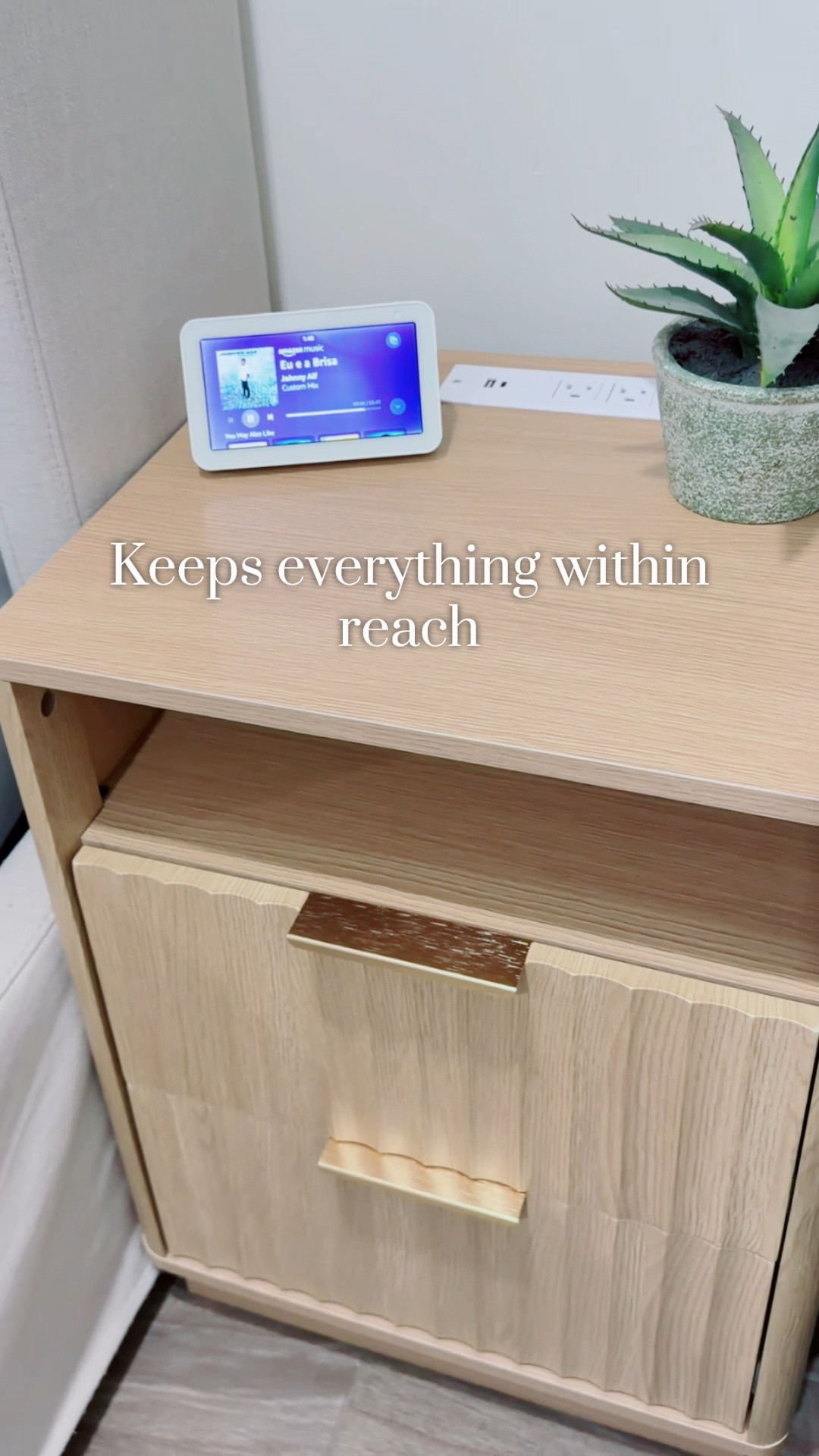 These nightstands have built in outlets which are a plus! Two drawers and extra storage space for my books and light sconces remote 😁 🙌 @Wayfair

#LTKHome