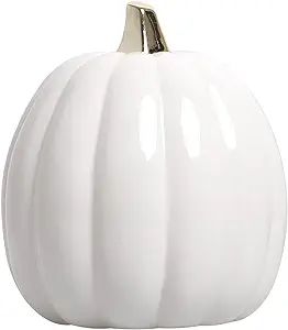 Pearhead White Ceramic Pumpkin, Home Fall Décor, Modern Holiday Home Decor, Trendy Halloween Dec... | Amazon (US)